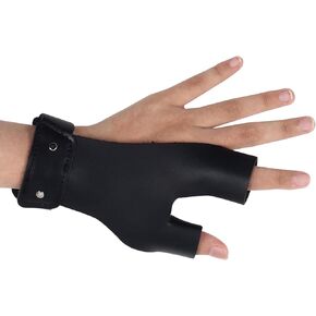 SOPOGER Archery Shooting Glove Hand Guard Finger Protector Youth Adult Protective Leather Finger Guard Left Hand for Traditional Recurve Compund Bow Outdoor Hunting Practice