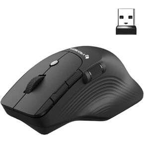 J-Tech Digital Wireless Ergonomic Mouse w/Side Thumb Scroll Wheel | 3 Adjustable DPI (800/1200/1600) | Compatible w/Windows, MAC, PC, Laptop [V913]