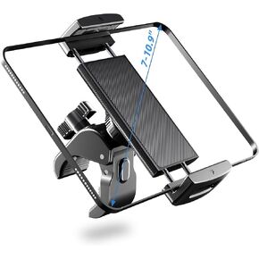Tablet Holder, Adjustable iPad Holder for Indoor Spin Bike/Treadmill/Exercise Bike/Stroller/Mic Stand, Stable Tablet Holder for iPad/Galaxy Tab and All 7-12.9'' Screen Devices