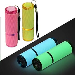 AHIER 9 LED Glow in Dark Flashlights, 4 Pack Rubber Coated Small Flashlights with Straps, Portable Handy Lights for Camping, Hiking, Indoor, Assorted Colors