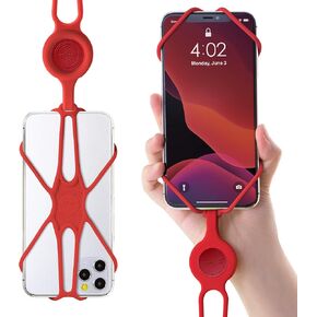 BONE Lanyard Phone Tie 2, Cell Phone Strap, Adjustable Silicone Lanyard, Universal Neck Phone Holder Compatible with Most Smartphones (Red)
