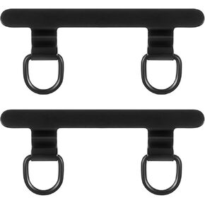 TIESOME 2 Way Phone Tether Tab, 2 PCS Upgraded Metal Double Buckle Hole Ring Cell Phone Lanyard Patch Black Safety Tether Connector Lanyard Replacement Part for Most Smartphones(4.5 x 1.8cm)