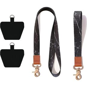 Neck Lanyard and Wrist Lanyard with Phone Tether Tab for Smartphones Key ID Badge & Wallet Holder for Men Women
