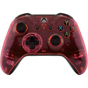 eXtremeRate Solid Clear Red Front Housing Shell Case for Xbox One S/X Controller, Custom Faceplate Cover Replacement Kit for Xbox One S/X Controller (Model 1708) - Controller NOT Included