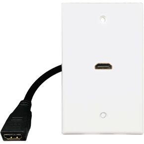 HDMI Wall Plate,Fly Tiger,6 Inch Pigtail Built,in Flexible High Speed HDMI Cable with Ethernet,Single Outlet Port Insert(1 Port)