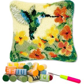 LAPATAIN Latch Hook Kits for DIY Throw Pillow Cover,Skull Needlework Cushion Cover Hand Craft Crochet for Great Family 17x17inch