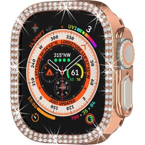 Worryfree Gadgets Bling Case Compatible with Apple Watch Ultra 49mm Case Bling Crystal Shockproof Protective Frame Bumper Case Cover (Full Bling-Black)