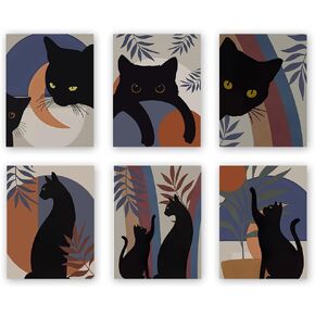 ZOQIPQO Cat and Butterfly Print - Funny Cat Poster - Cute Cat Poster - Black and White Cat Canvas Wall Art - Cat Lover Gifts - Decor for Bedroom,Vet's Clinic,4Pcs(8x10 in Unframed