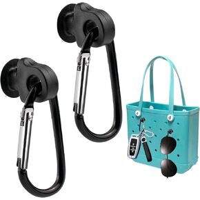 2 Set Hooks Set Accessories Compatible for Bogg Bag, Bogg Bag Accessories, Insert Carabiner Key Chain Holder Charms, Compatible for Small & Large Beach Bags (Black)
