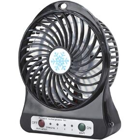 Diyeeni Mini Desk Fan, USB Rechargeable Small Fan with Threeblock Wind Adjustment, Portable Air Circulator with USB Cable (Black)