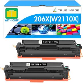 206X 206A W2110X Black Toner Cartridge W2110A Compatible Replacement for HP 206X 206A Black Toner Color Laserjet Pro MFP M283fdw M283cdw M255dw M283 M255 Printer High Yield (2 Pack)