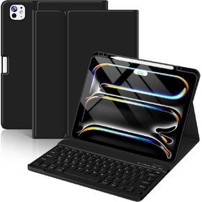 FUWANG Keyboard Case for iPad Pro 13 Inch (M4) 2024, Magnetic Detachable for iPad Pro 13 inch Case 2024 with Keyboard - Wireless Color Keys Keyboard Case for iPad Pro 13 inch with Pencil Holder, Pink
