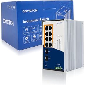 10 Port Gigabit Industrial PoE Switch | 6 PoE+ Ports, 2 PoE++ 60W Ports, 2 SFP Ports | IEEE802.3af/at/bt | 130W | IP40 Protection | DIN-Rail Switch | Aluminum Shell | -40 to 70C°