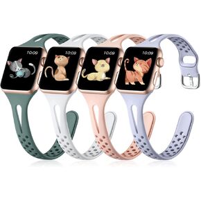 Getino Compatible with Apple Watch Bands 38mm 40mm 41mm 42mm 44mm 45mm 46mm 49mm iWatch Band for Women Men, Soft Durable Breathable Thin Slim Narrow Band for iWatch Ultra 2 SE Series 10 9 8 7 6 5 4 3