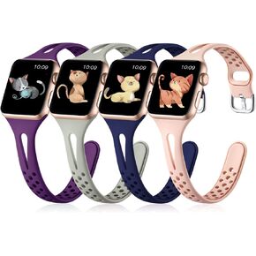 Getino Compatible with Apple Watch Bands 38mm 40mm 41mm 42mm 44mm 45mm 46mm 49mm for Women Men, Soft Durable Breathable Thin Slim Narrow Band for iWatch Series 11 10 9 8 7 6 5 4 3 2 1 Ultra SE 3/2/1 in Saudi Arabia