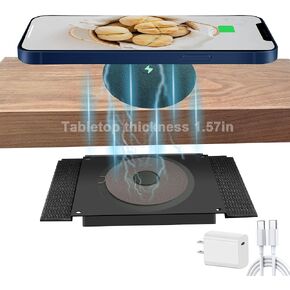 Magnetic Invisible Wireless Charger 40MM,Furniture Under Table Wireless Charger 15W