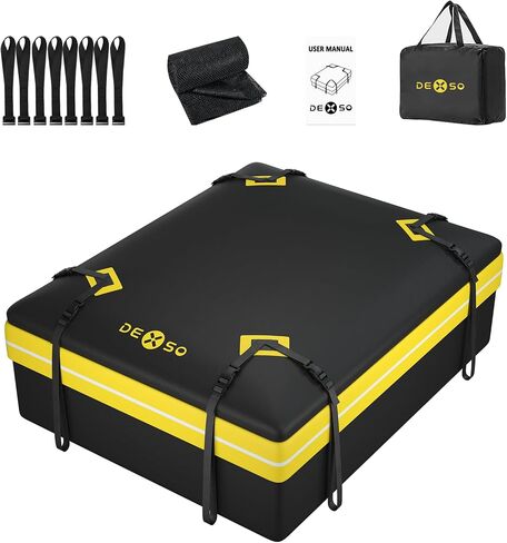 Car Rooftop Cargo Carrier Bag - 21 Cubic Feet Waterproof Soft Shell roof Cargo for Top of Vehicle with/Without Rack, Includes, Anti-Slip Mat, Storage Bag, Door Hooks in Saudi Arabia