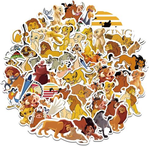 50pcs The Lion King Stickers Vinyl Waterproof Stickers Lion King for Water Bottle Books Skateboard Laptop Phone, Removeable Durable Decal Lion King Gifts for Adults Teen Boys and Girls (The L King) in Kuwait