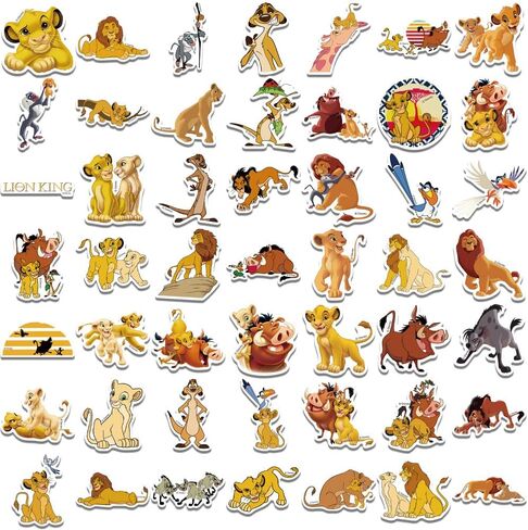 50pcs The Lion King Stickers Vinyl Waterproof Stickers Lion King for Water Bottle Books Skateboard Laptop Phone, Removeable Durable Decal Lion King Gifts for Adults Teen Boys and Girls (The L King) in Kuwait