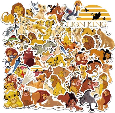 50pcs The Lion King Stickers Vinyl Waterproof Stickers Lion King for Water Bottle Books Skateboard Laptop Phone, Removeable Durable Decal Lion King Gifts for Adults Teen Boys and Girls (The L King) in Kuwait