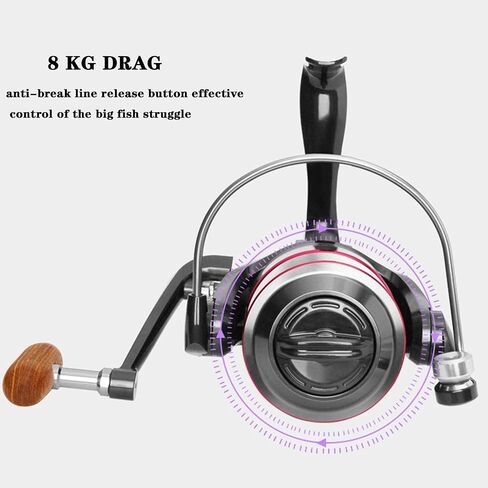 Fishing Reel,Open Face Fishing Reel,Ultra Smooth Powerful Spinning Reel with 5.2:1 Gear Ratio,CNC Alloy Wire Cup,Reversible Handle for Freshwater Saltwater (HB5000) in Saudi Arabia