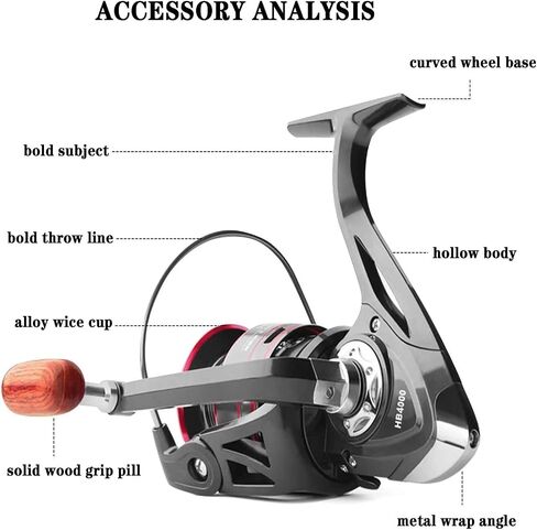 Fishing Reel,Open Face Fishing Reel,Ultra Smooth Powerful Spinning Reel with 5.2:1 Gear Ratio,CNC Alloy Wire Cup,Reversible Handle for Freshwater Saltwater (HB5000) in Saudi Arabia