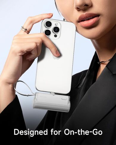 شاحن Flow Mini المحمول لهواتف iPhone وAndroid، بنك طاقة صغير بمقابس قابلة للتغيير وكابل مدمج، حزمة بطارية خارجية USB-C بقدرة 5000 مللي أمبير في الساعة لهواتف iPhone 16/15/14/iPad، أبيض in Kuwait