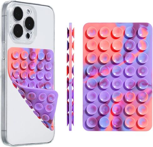 كوب شفط من السيليكون مثبت على الهاتف بمقبض خلفي لهاتف iPhone Android Hippers Grippy جراب هاتف قوي ملحقات مرآة لاصقة (لون غروب الشمس قطعة واحدة) in Saudi Arabia