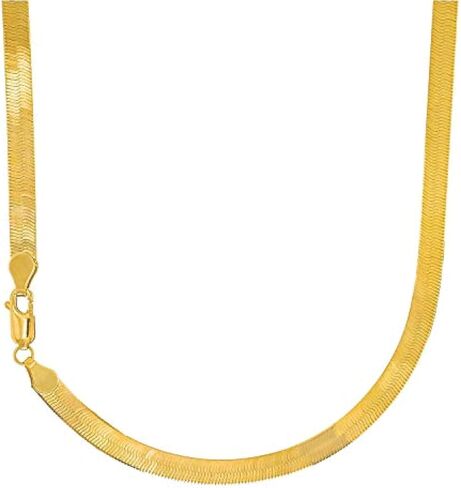JewelStop 14k Solid Yellow Gold 4mm Super Flexible Herringbone Necklace - 7 8 16 18 20 24 in Kuwait