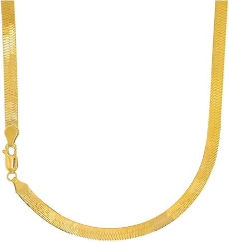 JewelStop 14k Solid Yellow Gold 4mm Super Flexible Herringbone Necklace - 7 8 16 18 20 24 in Kuwait