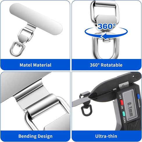 Universal Phone Tether Tabs 4Pcs Metal Phone Patches Rotatable 360° Phone Lanyard Tab for Phone Strap in Saudi Arabia