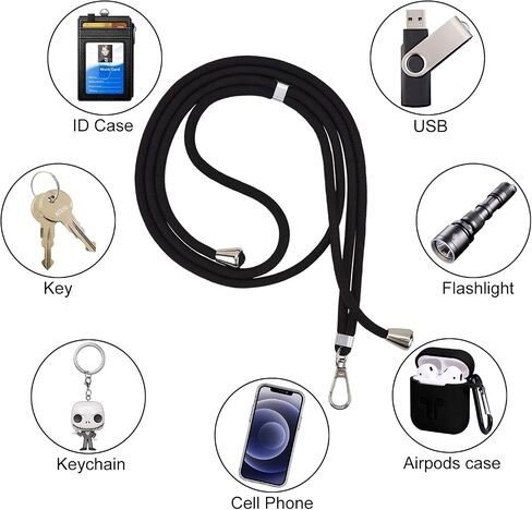 Universal Cell Phone Lanyard，Phone Strap，Lanyard with Adjustable Nylon Neck Strap for Crossbody Or Hanging Around The Neck. (Black) in Saudi Arabia