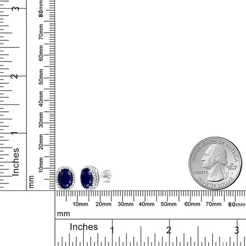 Gem Stone King 925 Sterling Silver Blue Created Sapphire Halo Earrings For Women (5.08 Cttw, Oval 9X7MM) in Kuwait