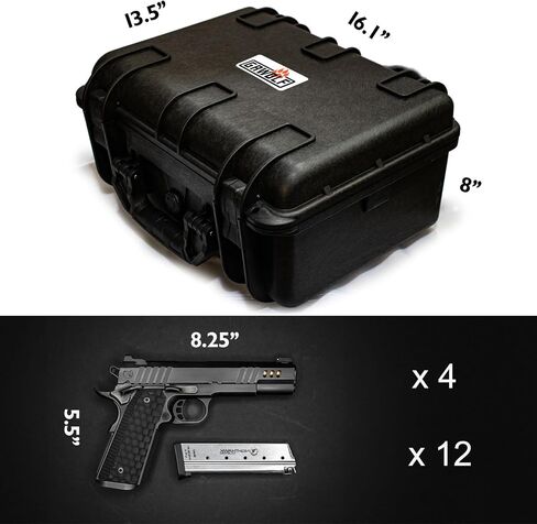 Versatile Pre-Cut Foam Tactical Pistol Case, Water& Shock Proof, TSA Approved, 16.1" x 13.5" x 8.0" in Saudi Arabia