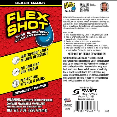 Flex Shot, 8 oz, 2-Pack, Almond, Flexible Rubber Silicone Sealant, Waterproof Caulk, UV Resistant, No Caulk Gun Needed, Perfect for Kitchen, Bath, Showers, Sinks, Baseboards in Kuwait