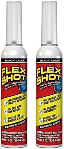 Flex Shot, 8 oz, 2-Pack, Almond, Flexible Rubber Silicone Sealant, Waterproof Caulk, UV Resistant, No Caulk Gun Needed, Perfect for Kitchen, Bath, Showers, Sinks, Baseboards in Kuwait