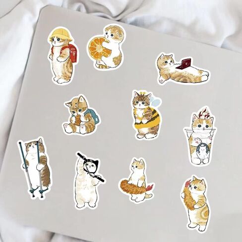 2022 Cute Kitty Stickers Cat Water Bottle Stickers 64 PCS Vinyl Vsco Waterproof Aesthetic Laptop Luggage Skateboard Stickers Gift for Kids and Teens in Saudi Arabia