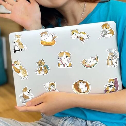 2022 Cute Kitty Stickers Cat Water Bottle Stickers 64 PCS Vinyl Vsco Waterproof Aesthetic Laptop Luggage Skateboard Stickers Gift for Kids and Teens in Saudi Arabia
