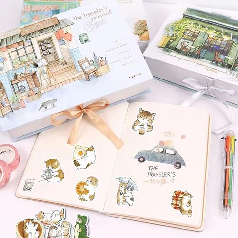 2022 Cute Kitty Stickers Cat Water Bottle Stickers 64 PCS Vinyl Vsco Waterproof Aesthetic Laptop Luggage Skateboard Stickers Gift for Kids and Teens in Saudi Arabia