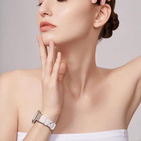 Luxe Leather Bands Compatible With Fitbit Versa 4/Versa 3/Sense 2/Sense Bands For Women D-shaped Bling Metal Buckle Replacement Straps. in Saudi Arabia