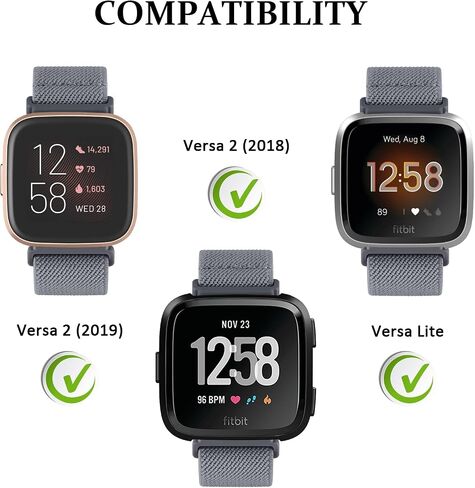 Elastic Bands for Fitbit Versa 2 Band Women Men, 2-Pack Adjustable Strechy Solo Loop Replacement Wristband Compatible with Fitbit Versa/Versa 2/Versa Lite/SE Smartwatch in Kuwait