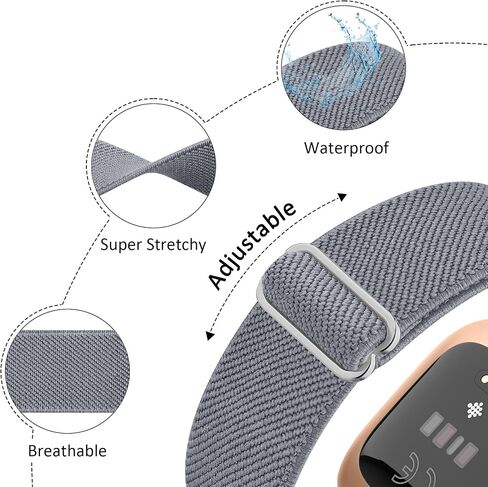 Elastic Bands for Fitbit Versa 2 Band Women Men, 2-Pack Adjustable Strechy Solo Loop Replacement Wristband Compatible with Fitbit Versa/Versa 2/Versa Lite/SE Smartwatch in Kuwait