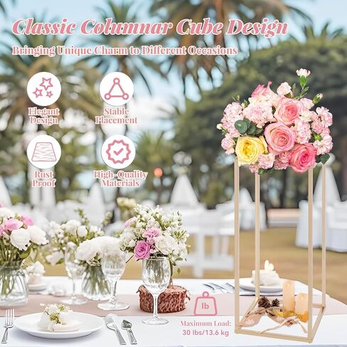 Column Vase,10PCS Metal Vase Column Stand,Wedding Centerpieces for Table,24in Tall Gold Metal Flower Stand for Wedding Event Party Props Home Decor T-Stage Reception Party in Saudi Arabia