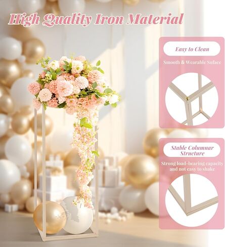 Column Vase,10PCS Metal Vase Column Stand,Wedding Centerpieces for Table,24in Tall Gold Metal Flower Stand for Wedding Event Party Props Home Decor T-Stage Reception Party in Saudi Arabia