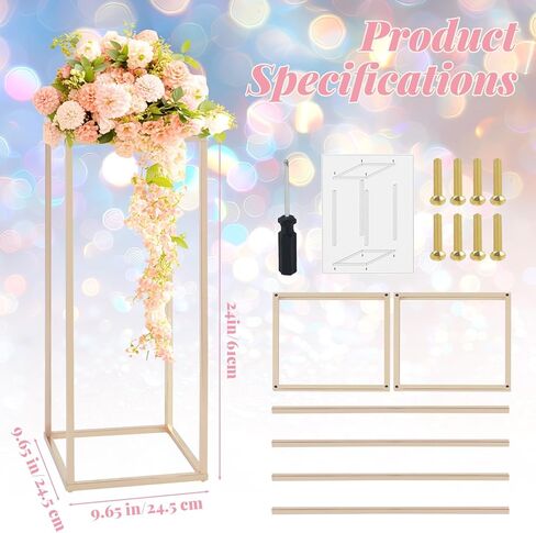 Column Vase,10PCS Metal Vase Column Stand,Wedding Centerpieces for Table,24in Tall Gold Metal Flower Stand for Wedding Event Party Props Home Decor T-Stage Reception Party in Saudi Arabia