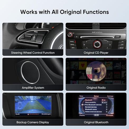 شاشة تشغيل سيارة 10.25 بوصة لسيارة Audi A4 A5 S4 S5 B8 2009-2016 مع نظام الحفلات الموسيقية/السيمفونية، ترقية راديو المصنع بلوتوث اللاسلكي CarPlay Android Auto Stereo استبدال in Kuwait