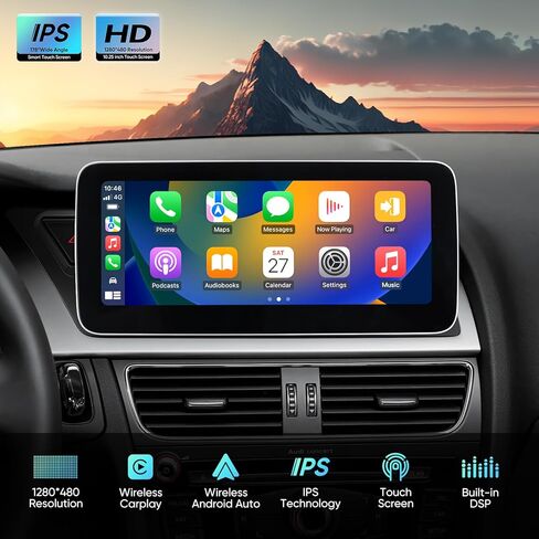 شاشة تشغيل سيارة 10.25 بوصة لسيارة Audi A4 A5 S4 S5 B8 2009-2016 مع نظام الحفلات الموسيقية/السيمفونية، ترقية راديو المصنع بلوتوث اللاسلكي CarPlay Android Auto Stereo استبدال in Kuwait
