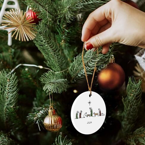 NewEleven Nativity Ornament, Nativity Scene Christmas Tree Ornaments, Christian Christmas Ornaments, Religious Gifts for Women, Christian Gifts for Women, Men, Family - Ceramic Christmas Ornaments in Kuwait
