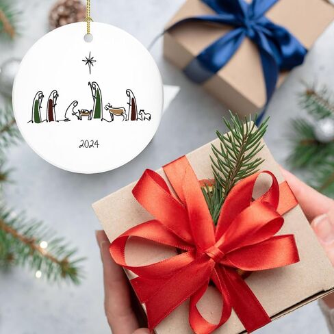 NewEleven Nativity Ornament, Nativity Scene Christmas Tree Ornaments, Christian Christmas Ornaments, Religious Gifts for Women, Christian Gifts for Women, Men, Family - Ceramic Christmas Ornaments in Kuwait