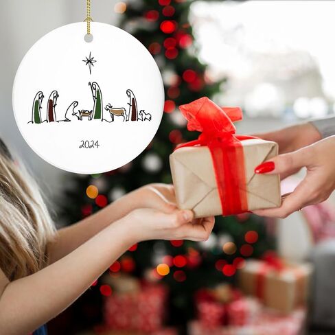NewEleven Nativity Ornament, Nativity Scene Christmas Tree Ornaments, Christian Christmas Ornaments, Religious Gifts for Women, Christian Gifts for Women, Men, Family - Ceramic Christmas Ornaments in Kuwait